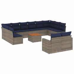 vidaXL Set Divani da Giardino 13 pz con Cuscini Grigio in Polyrattan - Vista aggiuntiva 2