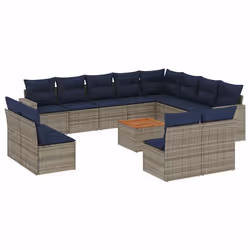vidaXL Set Divani da Giardino 13 pz con Cuscini Grigio in Polyrattan - Vista aggiuntiva 2