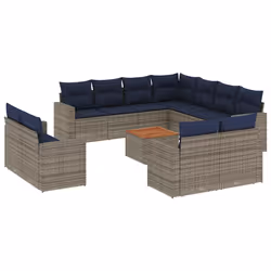 vidaXL Set Divani da Giardino 12 pz con Cuscini Grigio in Polyrattan - Vista aggiuntiva 2
