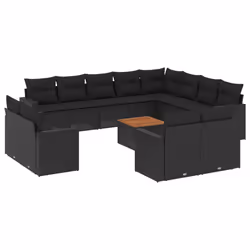 Set Divani da Giardino 13pz con Cuscini Nero in Polyrattancod mxl 89169 - Vista aggiuntiva 2