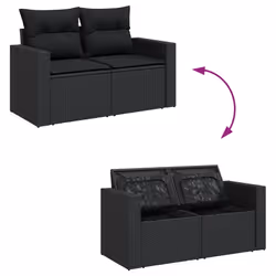 Set Divani da Giardino 13pz con Cuscini Nero in Polyrattancod mxl 89169 - Vista aggiuntiva 3
