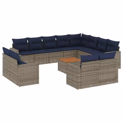 vidaXL Set Divani da Giardino 13 pz con Cuscini Grigio in Polyrattan - Vista aggiuntiva 2
