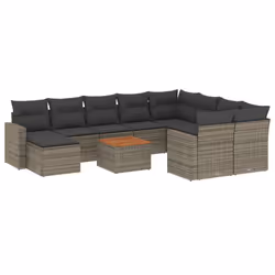 vidaXL Set Divani da Giardino 11 pz con Cuscini in Polyrattan Grigio - Vista aggiuntiva 2