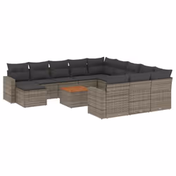 Set Divani da Giardino 13 pz con Cuscini Grigio in Polyrattancod mxl 92845 - Vista aggiuntiva 2