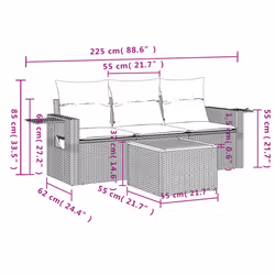 vidaXL Set Divano da Giardino 4 pz con Cuscini Beige Misto Polyrattan - Vista aggiuntiva 3