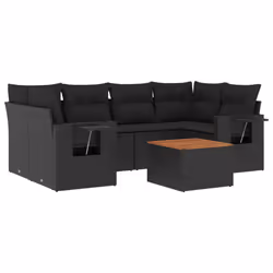 vidaXL Set Divani da Giardino con Cuscini 7pz Nero Polyrattan - Vista aggiuntiva 2