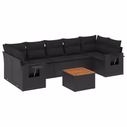 Set Divani da Giardino con Cuscini 8 pz Nero in Polyrattancod mxl 112267 - Vista aggiuntiva 2