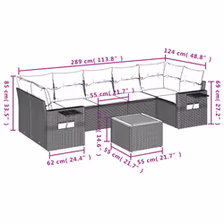 Set Divani da Giardino con Cuscini 8 pz Nero in Polyrattancod mxl 112267 - Vista aggiuntiva 3