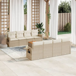 vidaXL Set Divano da Giardino 9 pz con Cuscini Beige in Polyrattan