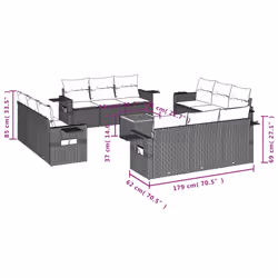 Set Divani da Giardino 13 pz con Cuscini Grigio in Polyrattancod mxl 92178 - Vista aggiuntiva 3