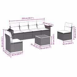 Set Divani da Giardino 7 pz con Cuscini Grigio in Polyrattancod mxl 116778 - Vista aggiuntiva 3