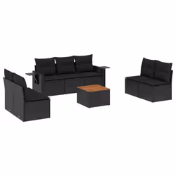 Set Divani da Giardino con Cuscini 8 pz Nero in Polyrattancod mxl 112269 - Vista aggiuntiva 2