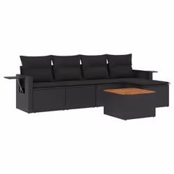 Set Divano da Giardino 6 pz con Cuscini Nero in Polyrattancod mxl 114800 - Vista aggiuntiva 2