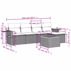Set Divano da Giardino 6 pz con Cuscini Nero in Polyrattancod mxl 114800 - Vista aggiuntiva 3