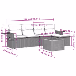 Set Divano da Giardino 6 pz con Cuscini Grigio in Polyrattancod mxl 89177 - Vista aggiuntiva 3