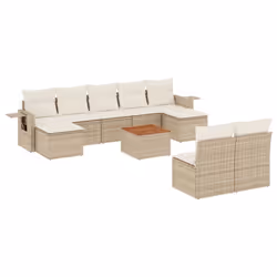 Set Divano da Giardino 10 pz con Cuscini Beige in Polyrattancod mxl 112272 - Vista aggiuntiva 2