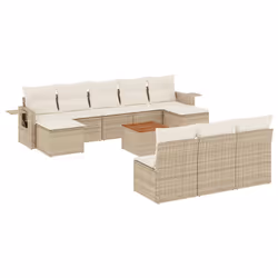 vidaXL Set Divani da Giardino 11 pz con Cuscini Beige in Polyrattan - Vista aggiuntiva 2