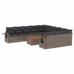 Set Divani da Giardino 12 pz con Cuscini Grigio in Polyrattancod mxl 116771 - Vista aggiuntiva 2