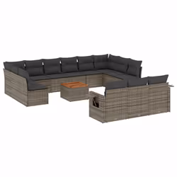 Set Divani da Giardino 14pz con Cuscini in Polyrattan Grigiocod mxl 89197 - Vista aggiuntiva 2