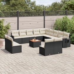 vidaXL Set Divani da Giardino 14pz con Cuscini in Polyrattan Nero