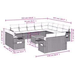 Set Divano da Giardino 13 pz con Cuscini Beige in Polyrattancod mxl 116784 - Vista aggiuntiva 3