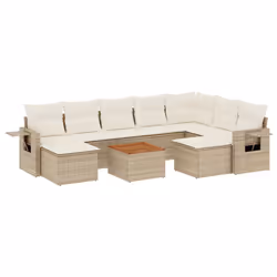 Set Divano da Giardino 10 pz con Cuscini Beige in Polyrattancod mxl 92837 - Vista aggiuntiva 2