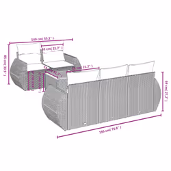 Set Divano da Giardino 6 pz con Cuscini Beige in Polyrattancod mxl 92834 - Vista aggiuntiva 3