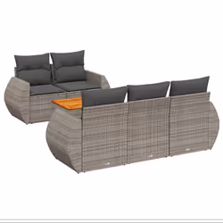 Set Divano da Giardino 6 pz con Cuscini Grigio in Polyrattancod mxl 116779 - Vista aggiuntiva 2