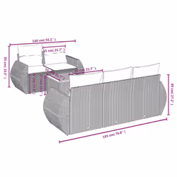 Set Divano da Giardino 6 pz con Cuscini Grigio in Polyrattancod mxl 116779 - Vista aggiuntiva 3