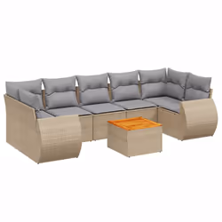 Set Divano da Giardino 8 pz con Cuscini Beige in Polyrattancod mxl 92832 - Vista aggiuntiva 2