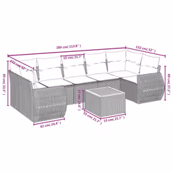 Set Divano da Giardino 8 pz con Cuscini Beige in Polyrattancod mxl 92832 - Vista aggiuntiva 3