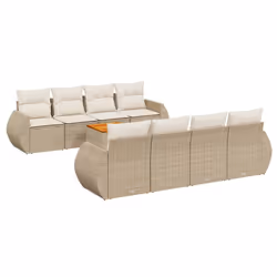 Set Divano da Giardino 9 pz con Cuscini Beige in Polyrattancod mxl 113289 - Vista aggiuntiva 2