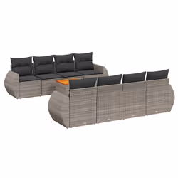 Set Divano da Giardino 9 pz con Cuscini Grigio in Polyrattancod mxl 116786 - Vista aggiuntiva 2