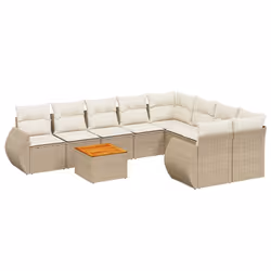 Set Divano da Giardino 9 pz con Cuscini Beige in Polyrattancod mxl 116762 - Vista aggiuntiva 2