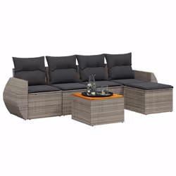 Set Divano da Giardino 6 pz con Cuscini Grigio in Polyrattancod mxl 89360 - Vista aggiuntiva 2