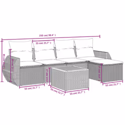 Set Divano da Giardino 6 pz con Cuscini Grigio in Polyrattancod mxl 89360 - Vista aggiuntiva 3