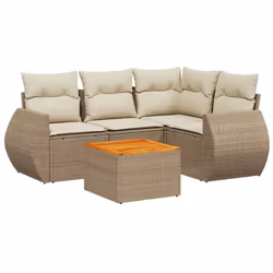Set Divano da Giardino 5 pz con Cuscini Beige in Polyrattancod mxl 87986 - Vista aggiuntiva 2