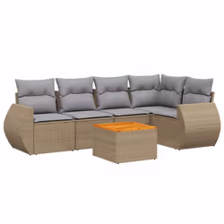 Set Divano da Giardino 6 pz con Cuscini Beige in Polyrattancod mxl 87989 - Vista aggiuntiva 2