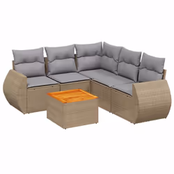 Set Divano da Giardino 6 pz con Cuscini Beige in Polyrattancod mxl 113940 - Vista aggiuntiva 2