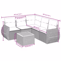 Set Divano da Giardino 6 pz con Cuscini Beige in Polyrattancod mxl 113940 - Vista aggiuntiva 3