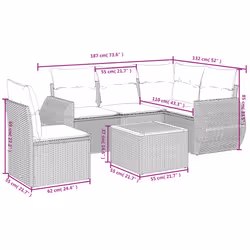 vidaXL Set Divano da Giardino 6 pz con Cuscini Beige in Polyrattan - Vista aggiuntiva 3