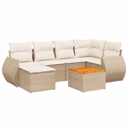 Set Divani da Giardino 7 pz con Cuscini Beige in Polyrattancod mxl 112076 - Vista aggiuntiva 2
