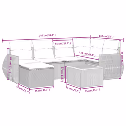 Set Divani da Giardino 7 pz con Cuscini Beige in Polyrattancod mxl 112076 - Vista aggiuntiva 3