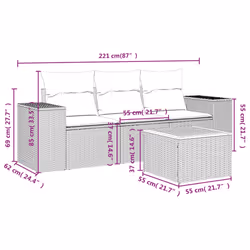 vidaXL Set Divani da Giardino 4 pz con Cuscini Nero in Polyrattan - Vista aggiuntiva 3