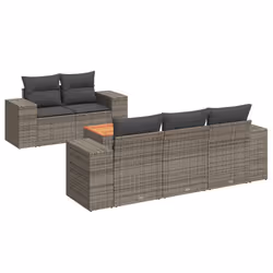 Set Divano da Giardino 6 pz con Cuscini Grigio in Polyrattancod mxl 89284 - Vista aggiuntiva 2