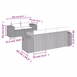 Set Divano da Giardino 6 pz con Cuscini Grigio in Polyrattancod mxl 89284 - Vista aggiuntiva 3