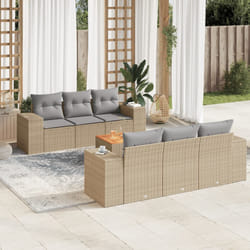 Set Divani da Giardino 7 pz con Cuscini Beige in Polyrattancod mxl 111424