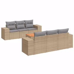 Set Divani da Giardino 7 pz con Cuscini Beige in Polyrattancod mxl 111424 - Vista aggiuntiva 2