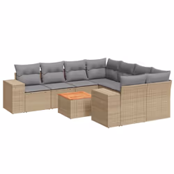 Set Divano da Giardino 9 pz con Cuscini Beige in Polyrattancod mxl 112079 - Vista aggiuntiva 2