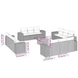 Set Divani da Giardino 13 pz con Cuscini Grigio in Polyrattancod mxl 111502 - Vista aggiuntiva 3